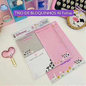 Trio de Bloquinhos com 40 Folhas Vaquinha