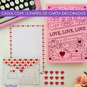 Caixa de Papéis de Carta Decorados + Envelopes Love is All We Need (Buendía) - Dia dos Namorados, Presente, Amor