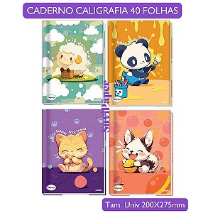 Caderno de Caligrafia Brochurão LALA Pets 40 folhas Tamanho 200x275mm Infantil Atividade Escolar Caderno Costurado