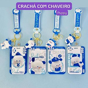 Porta Crachá e Identificação Puppy Futebol - Modelo sortido Chachá e Chaveiro Fofo de Cachorro