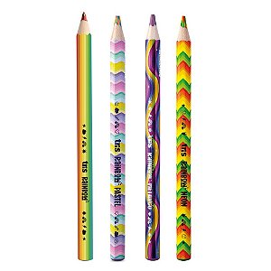 4 Lápis De Cor Jumbo Arco Íris Rainbow Tris - Grafite Colorido Lápis de Cor Escolar Artístico