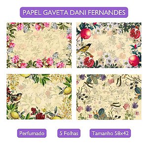Papel Perfumado para Gavetas Dani Fernandes - Aromas Flor de Figo, Verbena & Limão Siciliano, Tênue e Romã
