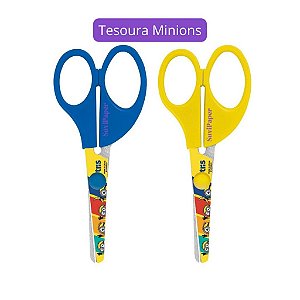 Tesoura Escolar 13cm Minions 1 Unidade - Tris Lâmina Decorada