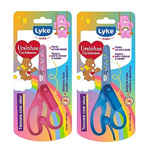 Tesoura Escolar Ursinhos Carinhosos 13cm com Visor – 1 Unidade Cores Divertidas Nostalgia