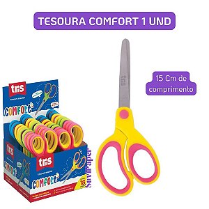 Tesoura Escolar Tris Comfort 15 cm – 1 Unidade Conforto e Segurança