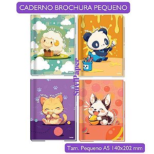 Caderno Brochura Pequeno A5 LALA Pets Coleção 2026 80 Fls Credeal Costurado Infantil Animais Fofinhos Tamanho 140x202mm