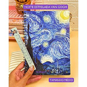 Caderno Espiral A5 Noite Estrelada Van Gogh 40 Folhas Decoradas Papelaria Fofa Luxo