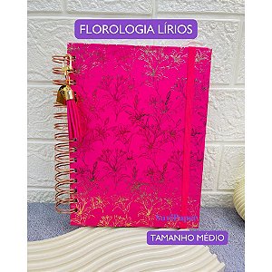 Caderno Wire-o Folhas Reposicionáveis - Florologia Lírios 100 Folhas Decoradas Tamanho A5 (21 x 14,8cm) Flores