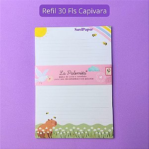 Refil 30 Folhas Decorada Capivara - Tamanho A5 Repor Folhas Prancheta, Carta Capivara, Folhas de Anotações.