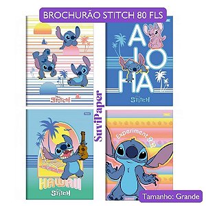 Caderno Brochurão Universitário Stitch 80 Folhas Foroni Caderno Escolar