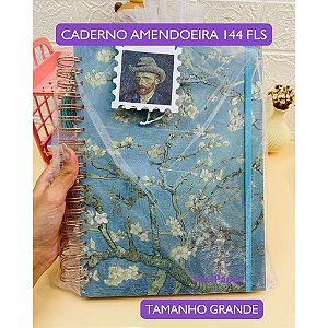 Caderno Smart Universitário Van Gogh Amendoeiras - 10 Matérias 140 Fls 90g Folhas Reposicionáveis e Capa Dura
