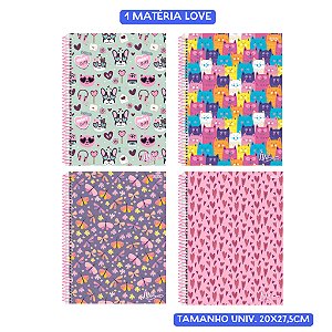 Caderno Univ 1 Matérias Love SD 80 folhas