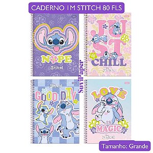 Caderno Universitário Escolar Stitch 2025 - 1 Matéria 80 Folhas Foroni