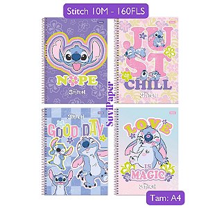 Caderno Universitário Escolar Stitch 2025 - 10 Matérias 160 Folhas Foroni