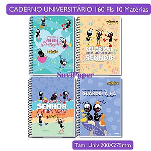 Caderno Universitário Grande Smilinguido 10 Matérias Coleção 2026 Espiral Capa Dura 160 Folhas Credeal Cristão