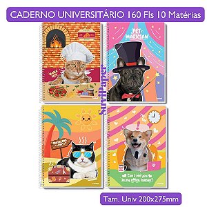 Caderno Universitário Mimo Pet 10 Matérias Coleção 2026 - 160 folhas Credeal Memes Animais - Tamanho 20x27,5cm