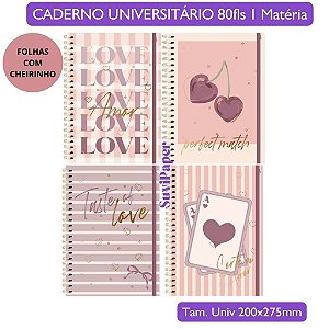 Caderno Universitário Perfume Doce Romance - 1 Matéria 80 Folhas Animativa Papelaria Premium Larissa Monoela