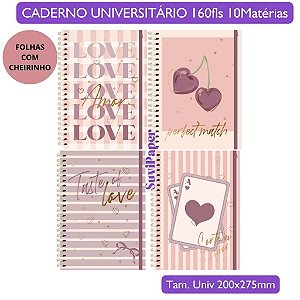 Caderno Universitário Perfume Doce Romance - 10 Matérias 160 Folhas Animativa Papelaria Premium Larissa Monoela