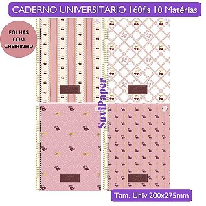 Caderno Universitário Perfume Sweet Cherry - 10 Matéria 160 Folhas Animativa Papelaria Premium Cereja