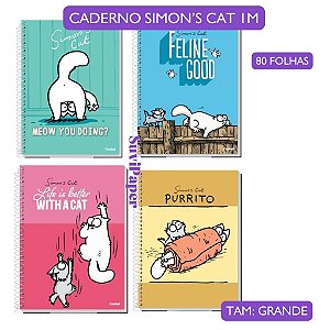 Caderno Universitário Simon's Cat 1 Matéria 20x27,5cm - 80 folhas Credeal Modelo 2026