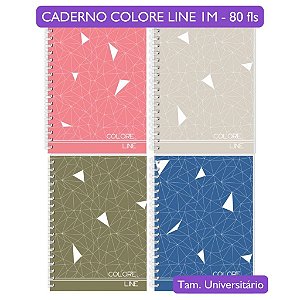 Caderno Univesitário Color Line 1M 3B Cadernos - Capa Dura 80 folhas Tamanho 20x27,5cm