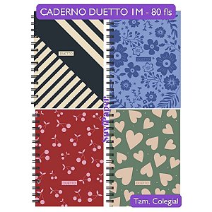 Caderno Colegial Duetto 3B Capa Dura 80 Folhas Tamanho 18,3x24,9 cm
