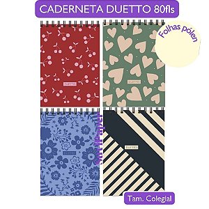 Caderno Colegial Duetto Espiral Alto – Capa Dura 1 Matéria 80 Folhas Tamanho 18,3x24,9cm Canhoto e Destro 3B