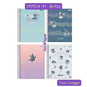 Caderno Colegial Decorado Stitch 2025 1 Matéria 80 Folhas Foroni