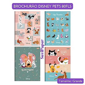 Caderno Brochurão Grande Universitário Disney Pets 80 Folhas Foroni