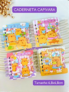 Caderneta Pequena de Bolsa Capivara - 60 Folhas Sem Pauta Anotações - Tamanho 6,8x6,8cm