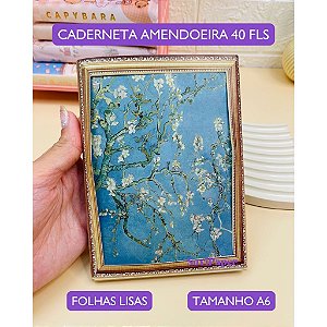 Caderneta Van Gogh Amendoeira em Flor A6 40 Folhas Lisas - Mini Caderno de Bolso para Notas e Desenhos Artísticos