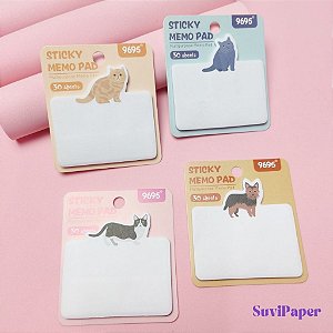 4 Notas Autoadesivo Gato e Cachorro 30 Folhas Memo Pad