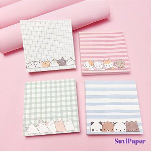 Bloco de Notas Adesivas Estampado de Bichinhos Tamanho 80x80mm