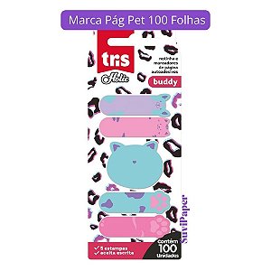 Notas Adesivas e Marca Páginas com 5 Blocos de 20 Folhas Buddy Tris