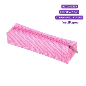 Estojo Médio Estampado de Rede Rosa BRW