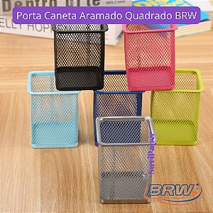 Porta Caneta Aramado Metal Quadrado Multiuso BRW Und