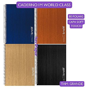 Caderno Universitário 1 Matéria 80 Folhas World Class Animativa - Caderno Espiral Office e Escolar
