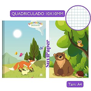 Caderno Brochurão Quadriculado 10x10mm Infantil Dominguinhos Animativa 40 Folhas