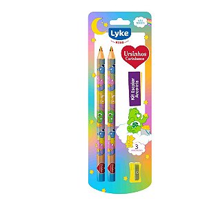 Kit 2 Lápis Arco Íris Ursinhos Carinhosos + 1 Apontador Cores Vibrantes