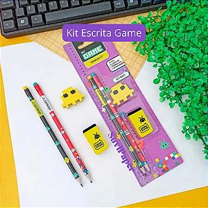 Kit Escolar Game 2 Lápis HB, Apontador e Borracha Cartela Léo e Léo
