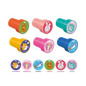 Kit Carimbo Pedagógico Tris Animalucos Objetos 6 Un