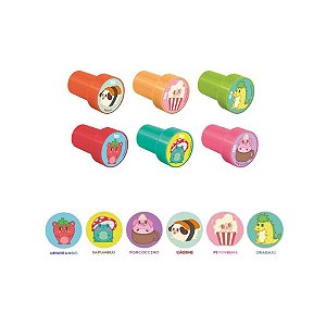 Kit Carimbo Pedagógico Tris Animalucos Comidinhas 6 Un