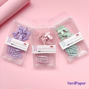 Kit Clips e Prendedor de Metal 46 Peças na Caixinha