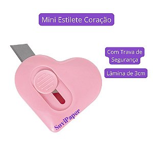 Mini Estilete para Papel com Lâmina Retrátil em Formato Coração Love BRW 1 Unidade