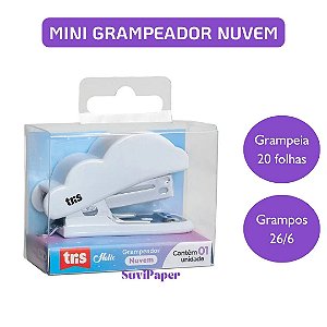 Grampeador Tris Holic Dreamy – Nuvem Branca – 26/6 – até 20 folhas