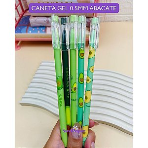 Caneta Gel Apagável Abacate Kawaii 0.5mm - Caneta Escolar Estampada e Decorada