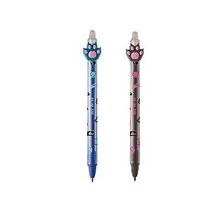 2 Canetas Gel Retrátil Apagável Patas Mi-au 0.7mm Tris Azul Azul