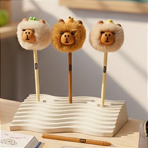 Caneta Gel Apagável Pompom Capivara Lyke Escrita Macia Azul 0.7mm