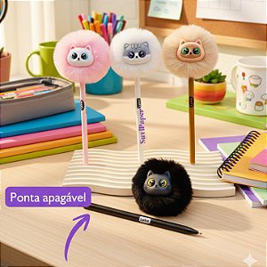 Caneta Gel Apagável Pompom Gatinho Tinta Azul 0.7mm Lyke - Caneta Fantasma