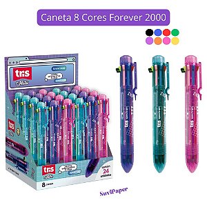 Caneta Esf. 0.7mm Retrátil 8 Cores Holic Forever 2000 Tris Und